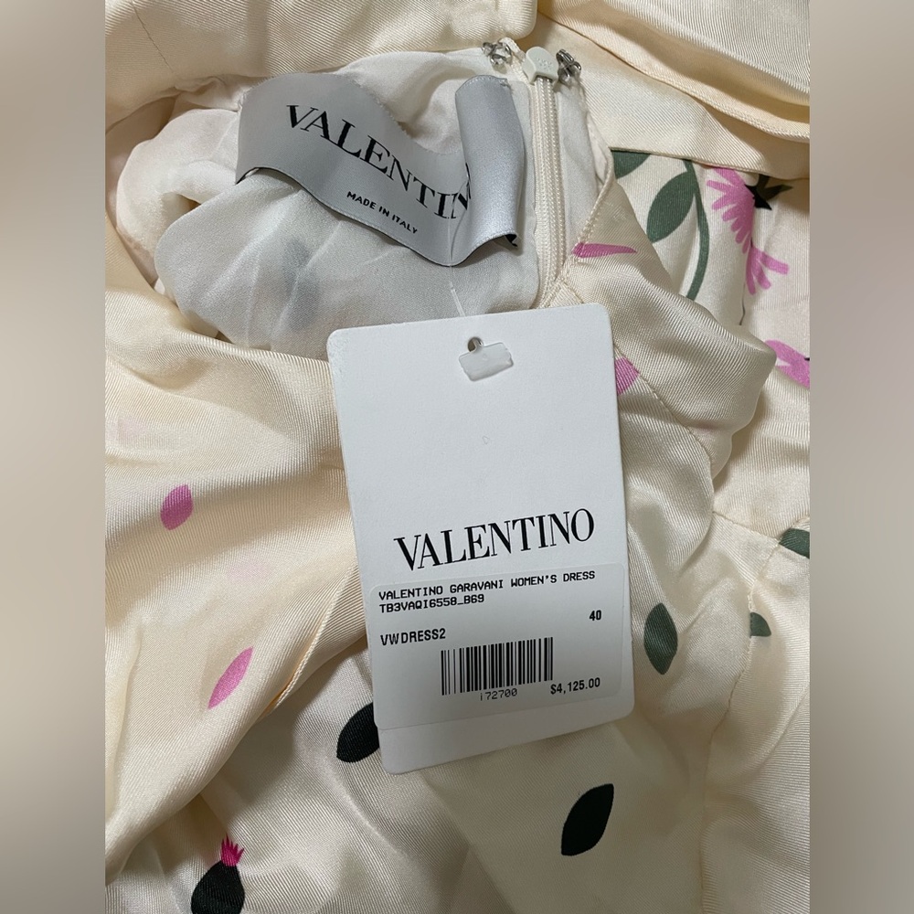 NWT VALENTINO GARAVANI Ecru floral Printed silk-twill mini dress. Medium (IT 40) - Picture 8 of 11